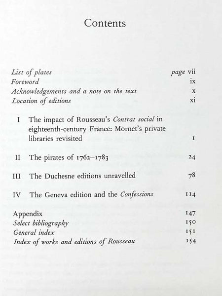 Unsolved Problems in the Bibliography of J.-J. Rousseau (The Sandars Lectures in Bibliography) [Jean-Jacques]