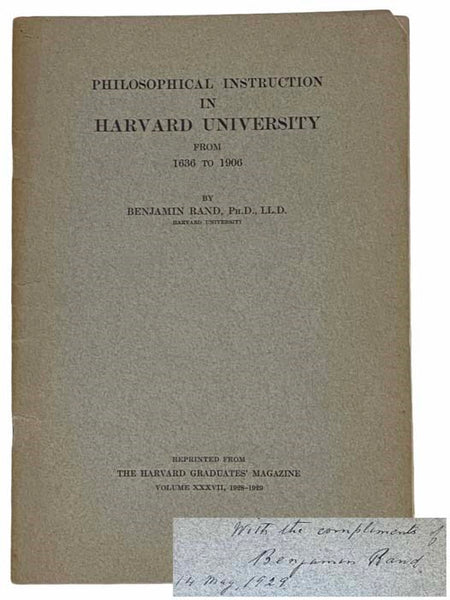 Philosophical Instruction in Harvard University from 1636 to 1906