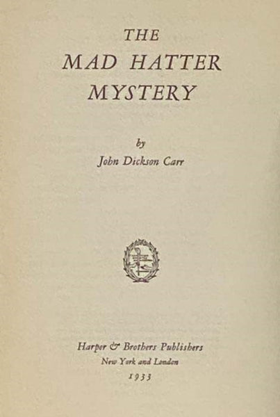 The Mad Hatter Mystery: Another Dr. Fell Mystery