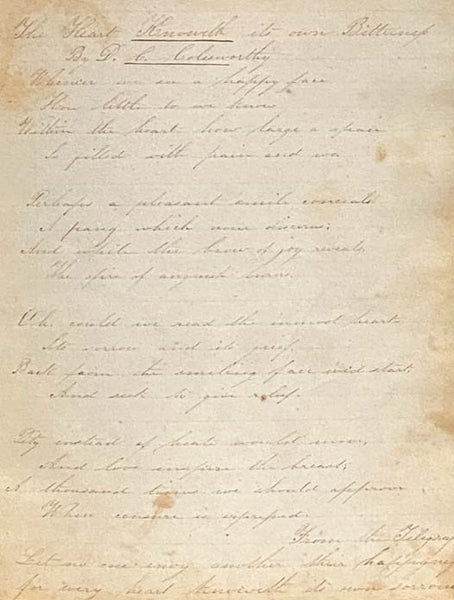 Handwritten Journal, Circa Mid 1800s