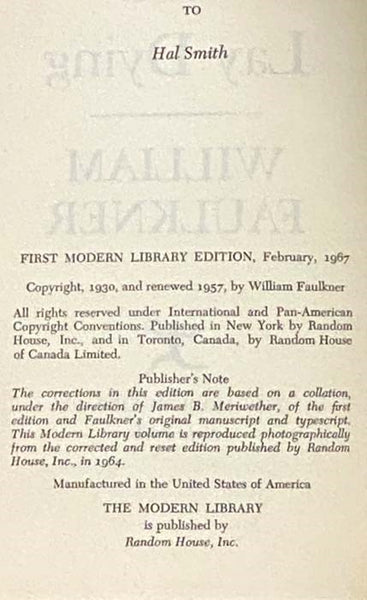 As I Lay Dying (The Modern Library of the World's Best Books ML-378)