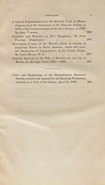 Collections of the Massachusetts Historical Society, Vol. IV of the Third Series [Volume 4]