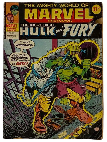 The Mighty World of Marvel Featuring the Incredible Hulk and Fury (Marvel Comics Group, No. 264, Week Ending Oct. 19, 1977)
