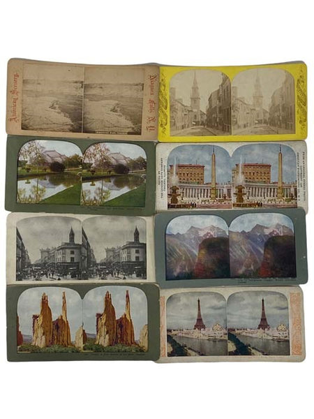 Wooden Stereoviewer with 8 Stereoview Cards (9 Total Pictures, 5 in Color) [Stereo View]