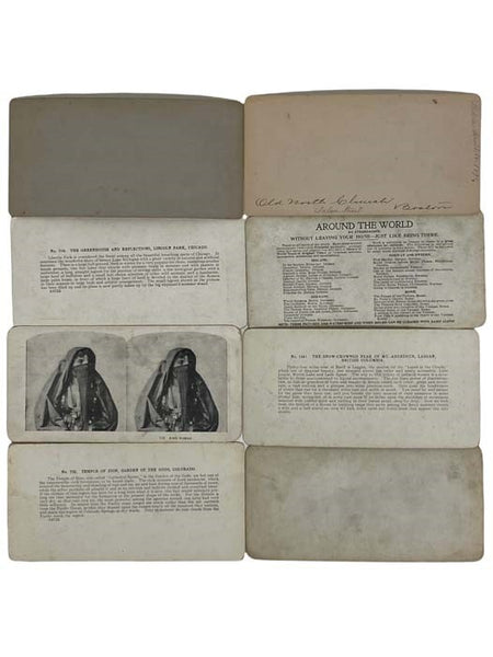 Wooden Stereoviewer with 8 Stereoview Cards (9 Total Pictures, 5 in Color) [Stereo View]
