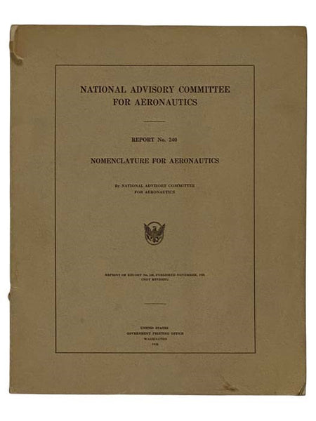 National Advisory Committee for Aeronautics Report No. 240: Nomenclature for Aeronautics