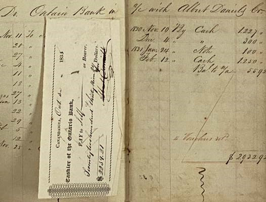 Full-Leather Ontario Bank Account Ledger for Albert Daniels of Canandaigua, New York, Circa 1838