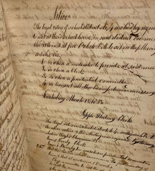 March 1830 - March 1849 Administrative Record Book for Canterbury, New Hampshire's School District No. 4