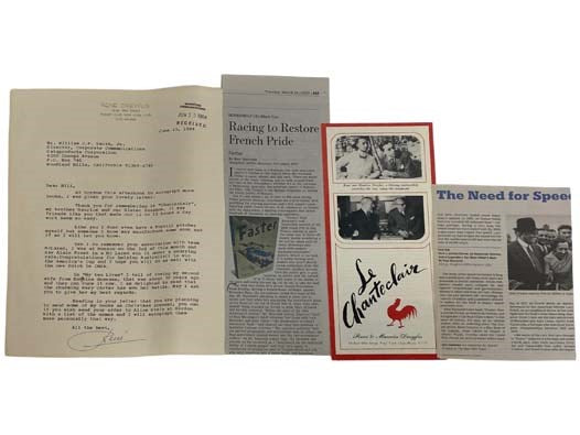 My Two Lives: Race Driver to Restaurateur [with] Typed Letter Signed by Rene Dreyfus [with] Le Chanteclair Pamphlet