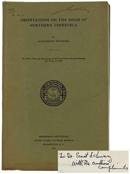 Observations on the Birds of Northern Venezuela - No. 3073 from the Proceedings of the United States National Museum, Vol. 87.
