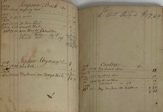 1823-29 Hatter's Account Book