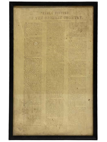 Early History of the Genesee Country, Framed Single Sheet