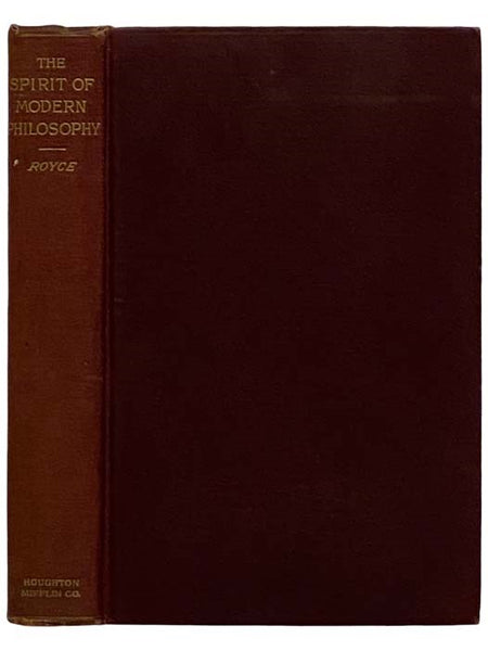 The Spirit of Modern Philosophy: An Essay in the Form of Lectures