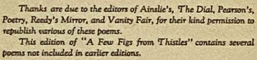A Few Figs from Thistles: Poems and Sonnets
