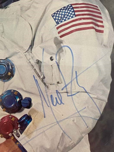 Signed, Slabbed NASA Photograph of Apollo 11 Commander Neil Armstrong, Uninscribed and Authenticated by Beckett Grading Services