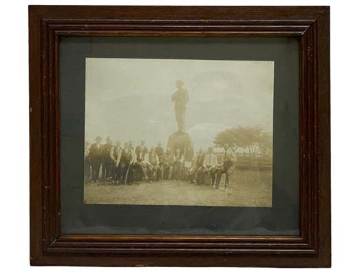 Wooden Framed Black-and-White Photograph of G.A.R. Group at Gettysburg