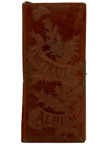 Red Velvet Nineteenth Century Photo Album with Leaf Decor on Front