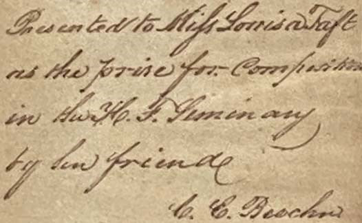 The Course of Time: A Poem, in Ten Books [Inscribed and Signed by Catherine E. Beecher, Harriet Beecher-Stowe's Sister]