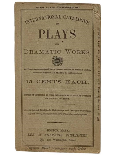 International Catalogue of Plays and Dramatic Works [Catalog]