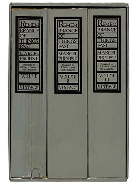 Remembrance of Things Past, in Three Volumes: Swann's Way; Within a Budding Grove; The Guermantes Way; Cities of the Plain; The Captive; The Fugitive; Time Regained