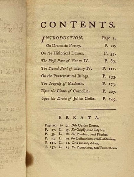 An Essay on the Writings and Genius of Shakespear, Compared with the Greek and French Dramatic Poets. with Some Remarks upon the Misrepresentation of Mons. de Voltaire. [William Shakespeare]