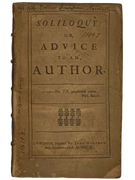 Soliloquy: or, Advice to an Author.
