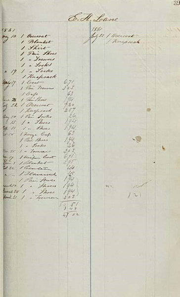 1861 American Civil War Manuscript Equipment Ledger: Clothing Book, Company K 12th Regiment. [Maine Volunteer Infantry]
