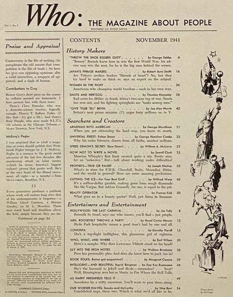 Who: The Magazine About People, November, 1941, Vol. 1, No. 7