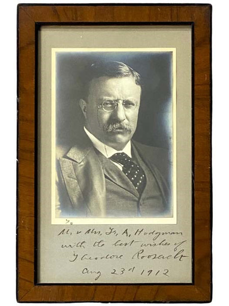1912 Framed Signed Silver Gelatin Photograph of Theodore Roosevelt, 4 5/8 x 6 5/8, Inscribed and Dated