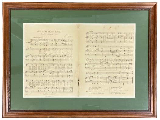 1904 Sheet Music for You're All Right Teddy.' (Republican Campaign Song.)