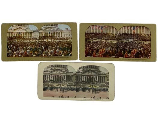 Three Stereo View Cards Depicting Theodore Roosevelt's Inaugural Address: 133 - President Roosevelt Addressing Senators; 137 - President Roosevelt's Inauguration Address; Inauguration Day, Washington, D.C. [Stereogram]