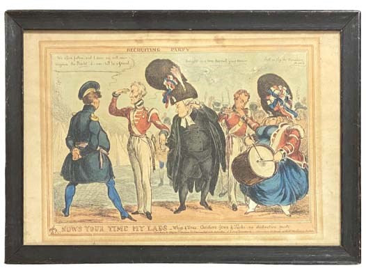 1829 Hand-Colored Engraving by William Heath: Now's Your Time My Lads - Whigs & Tories, Christians, Jews & Turks - No Distinction Made
