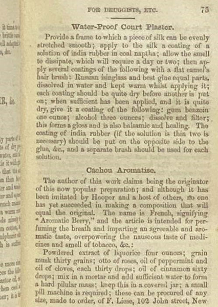 Practical Manual Containing over Five Hundred Formulas, for the Use of Druggists, Perfumers, Manufacturers of Medicines, Etc., Many of which are Original, and were Never Before Published. [Druggists' Manual]