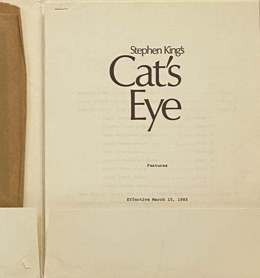 Stephen King's Cat's Eye 1985 Press Kit Movie Film Publicity Drew Barrymore Dino De Laurentiis James Woods