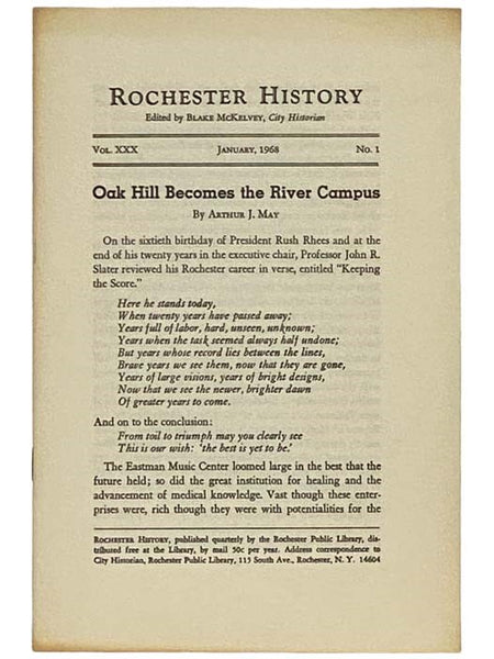 Oak Hill Becomes the River Campus (Rochester History, January, 1968, Vol. XXX, No. 1)
