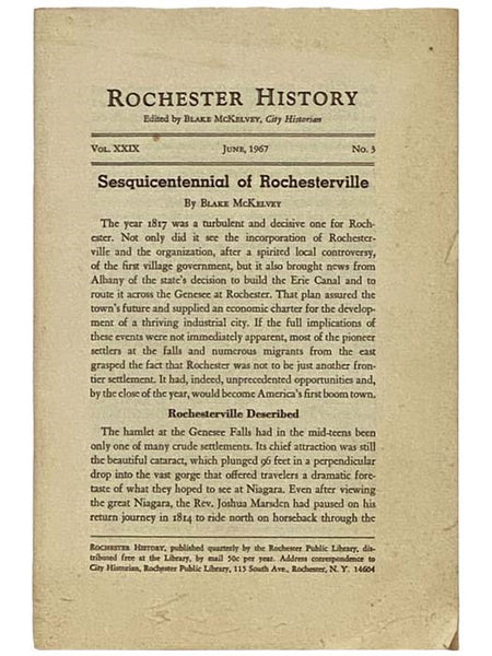 Sesquicentennial of Rochesterville (Rochester History, June, 1967, Vol. XXIX, No. 3)