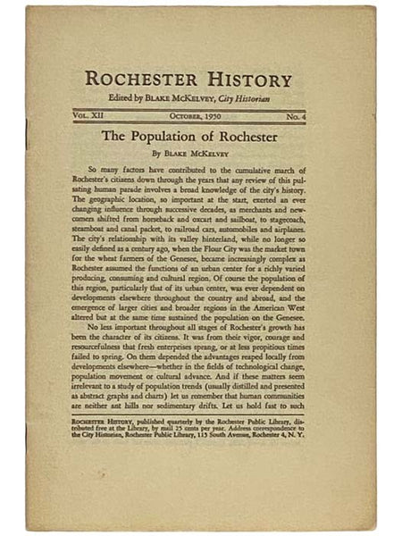 The Population of Rochester (Rochester History, October, 1950, Vol. XII, No. 4)