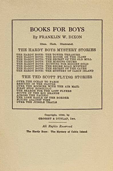 The Mystery of Cabin Island (The Hardy Boys Mystery Stories, Book 8)