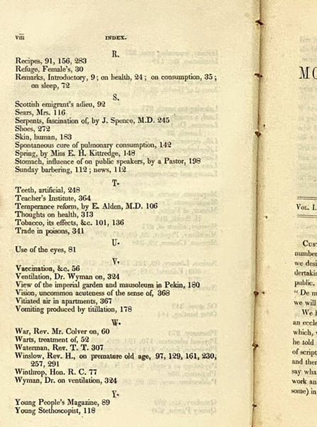 The Journal of Health, and Monthly Miscellany. Volume I..... 1846.