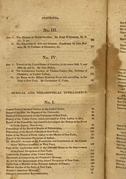 The American Medical and Philosophical Register: or, Annals of Medicine, Natural History, Agriculture, and the Arts. Volume Third [Vol. 3]