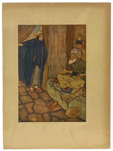 Arabian Nights Tipped-in Color Plate Illustrated by Edmund Dulac, 1907