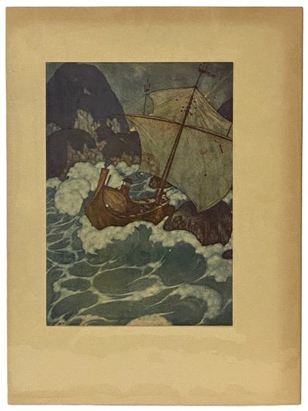 Arabian Nights Tipped-in Color Plate Illustrated by Edmund Dulac, 1907