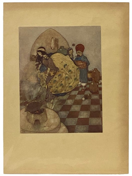 Arabian Nights Tipped-in Color Plate Illustrated by Edmund Dulac, 1907