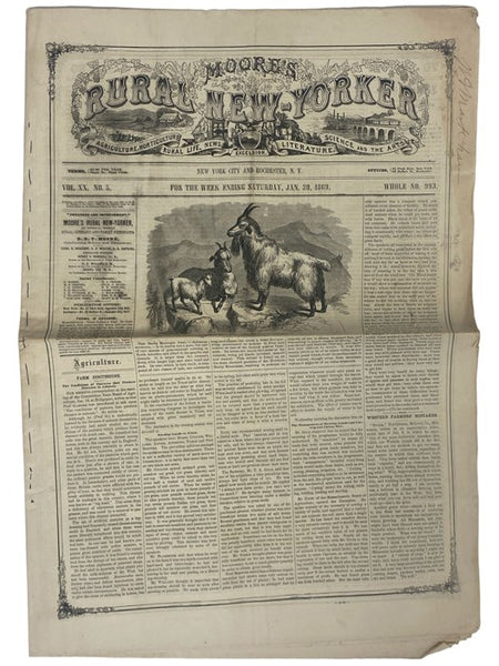 Moore's Rural New-Yorker, Saturday, Jan. 30, 1869, Vol. XX, No. 5, Whole No. 993