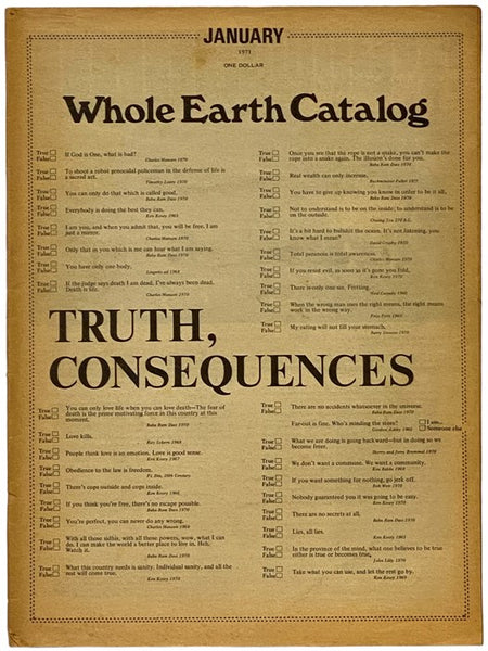 Whole Earth Catalog: Truth, Consequences, January 1971