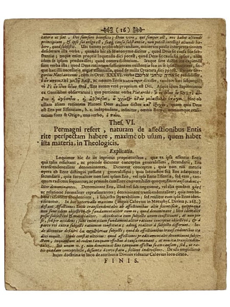 Themata Miscellanea Ex Metaphysica: Speciminis Academici loco exhibet eaque Pro gradu Magisterii legitime obtinendo Praeside Daniele Maichelio, S.S. Theologiae Doctore, ejusdemque Professore Extraordinario, Philosophiae Primae ac Rationalis