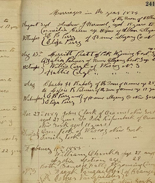 Granger, New York Courthouse Ledger, March 1882 - March 1886