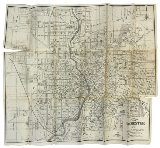Black-and-White Fold-out Map of the City of Rochester, 1933 [New York]