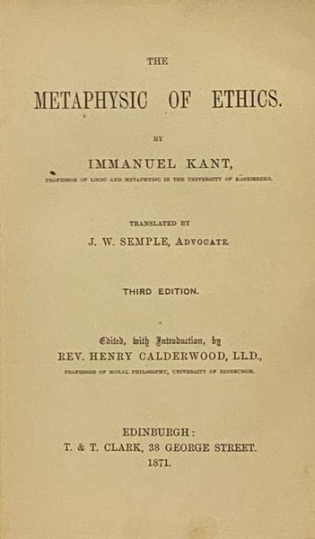 The Metaphysic of Ethics.