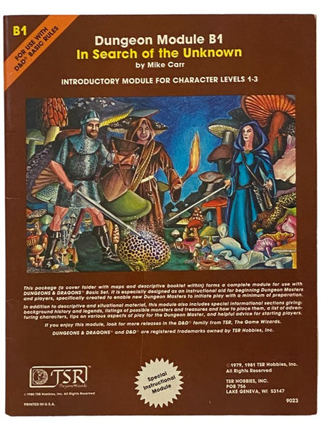 In Search of the Unknown: Introductory Module for Character Levels 1-3 (Dungeons Module B1, for Use with D&D Basic Rules)